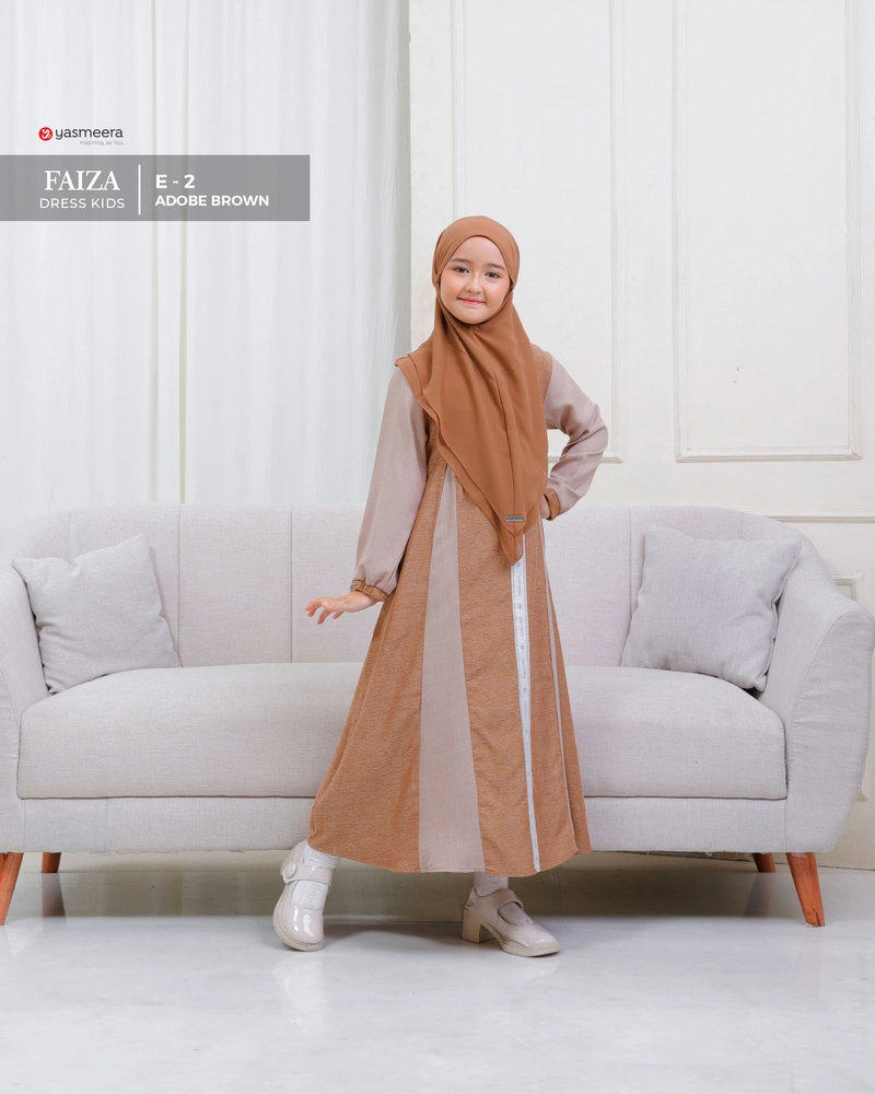 Yasmeera Official - Baju Gamis Faiza Anak XS E2 - ADOBE BROWN